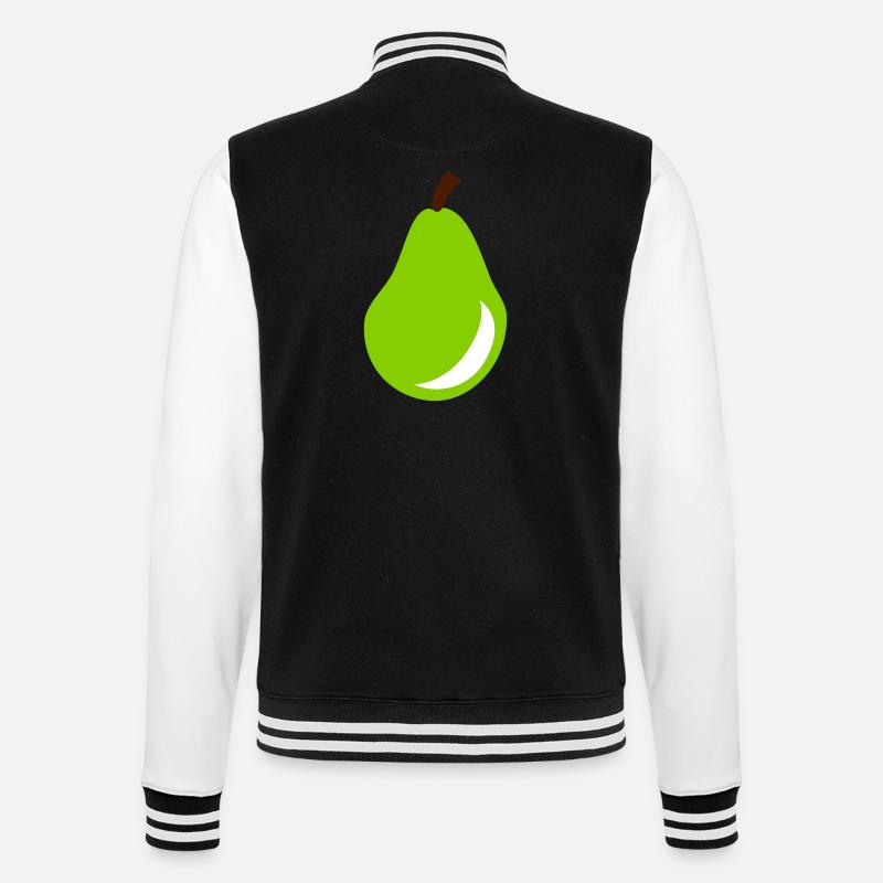 Birne - Obst - College-Sweatjacke - Schwarz/Weiß