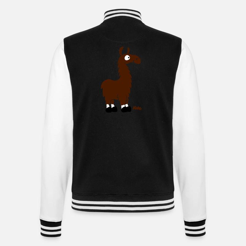 Lama (3c) - College-Sweatjacke - Schwarz/Weiß