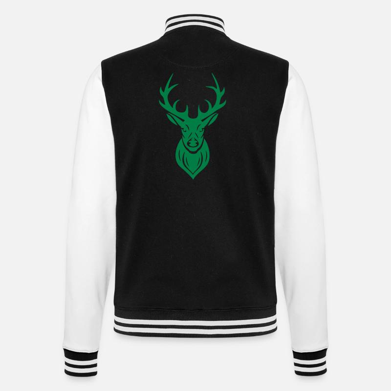 Hirsch Geweih - College-Sweatjacke - Schwarz/Weiß