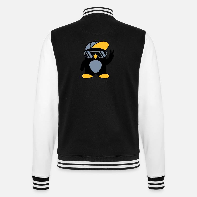 Cooler Pinguin Peace Handzeichen - College-Sweatjacke - Schwarz/Weiß