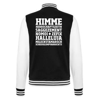 Fluch auf bayerisch Geschenk - College-Sweatjacke - Schwarz/Weiß - Hinten - Marisol (170cm)