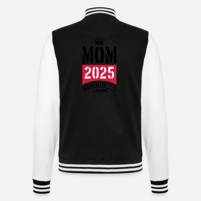 Mama 2025 Loading Mom - College Sweat Jacket - black/white