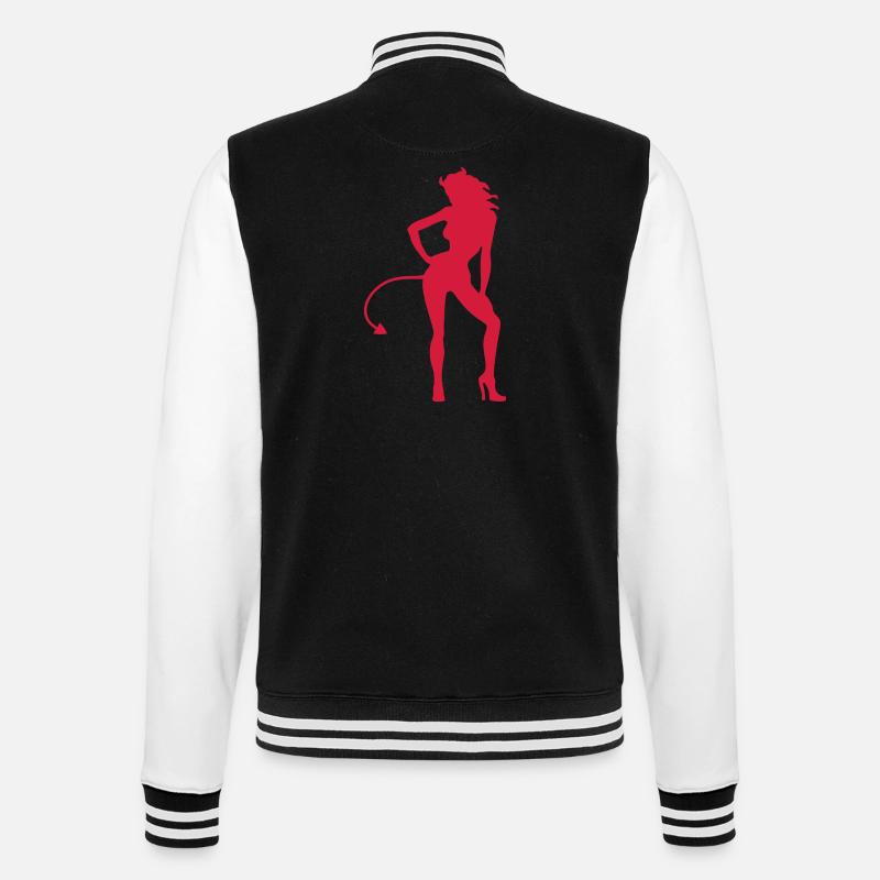 Teufelin - Devil - College-Sweatjacke - Schwarz/Weiß