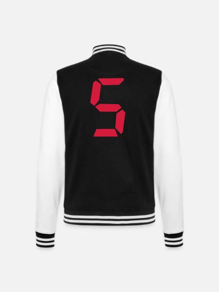 5 - College-Sweatjacke - Schwarz/Weiß
