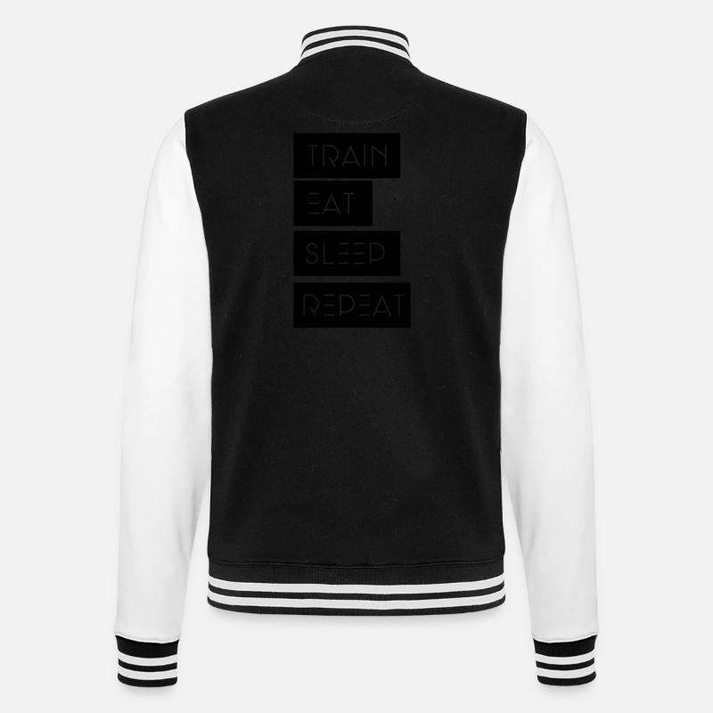 Train Eat sleep Repeat - College-Sweatjacke - Schwarz/Weiß
