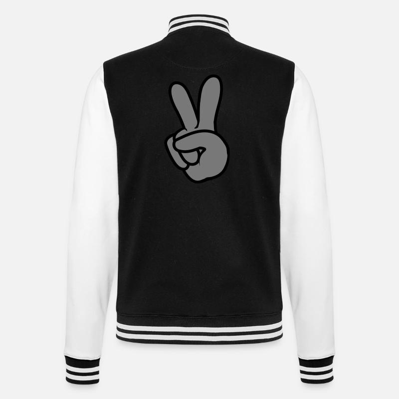 Peace Hand Zeichen - College-Sweatjacke - Schwarz/Weiß