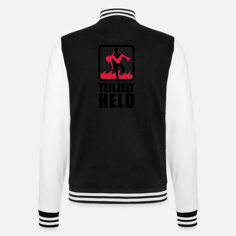 Part-time hero with flame - College Sweat Jacket - black/white