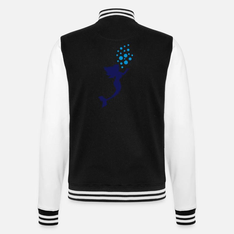 meerjungfrau_silhouette_a2 - College-Sweatjacke - Schwarz/Weiß