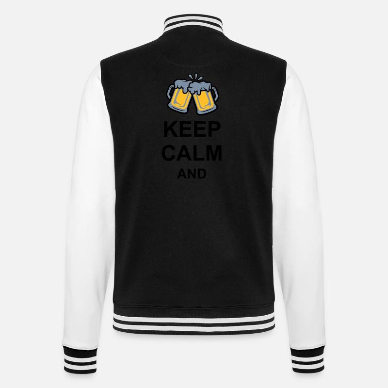 Keep Calm Bier Text - College-Sweatjacke - Schwarz/Weiß