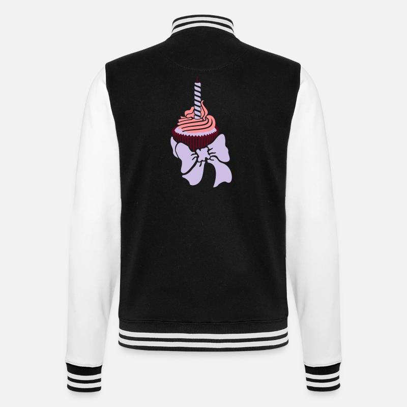 petit gâteau d'anniversaire / muffin - Veste Teddy - noir/blanc