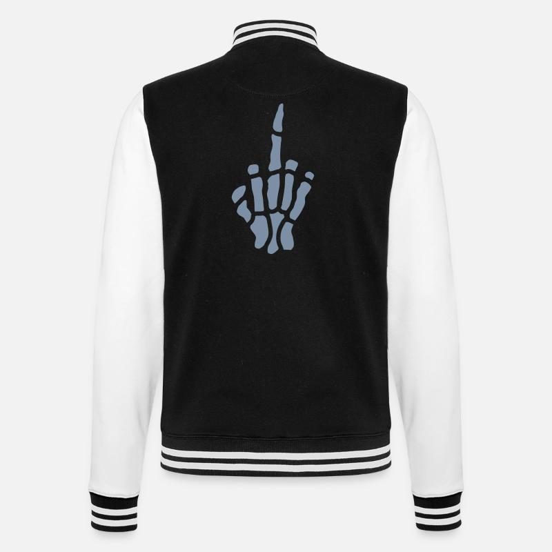 Comic Frech Mittelfinger Knochen - College-Sweatjacke - Schwarz/Weiß