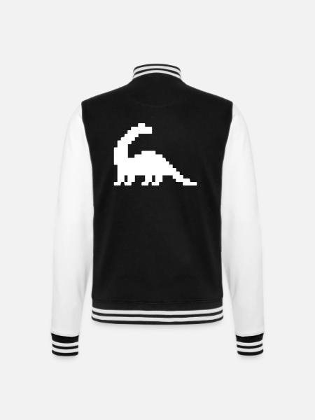 Dinosaur Brontosaurus Pixel - College Sweat Jacket - black/white