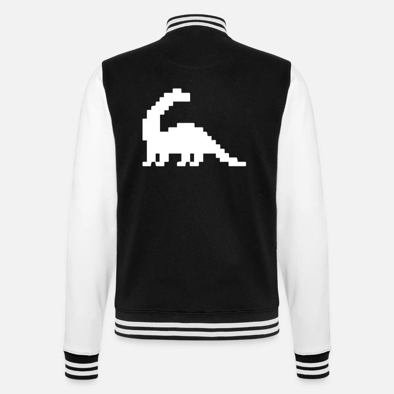 Dinosaur Brontosaurus Pixel - College Sweat Jacket - black/white