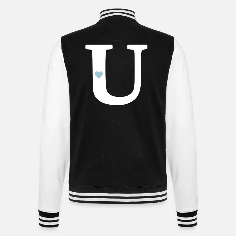 Letter U Initial Letter - College Sweat Jacket - black/white