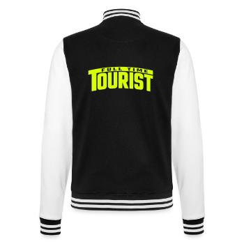 Full Time Tourist | Farbe änderbar - College-Sweatjacke - Schwarz/Weiß - Hinten - Marisol (170cm)