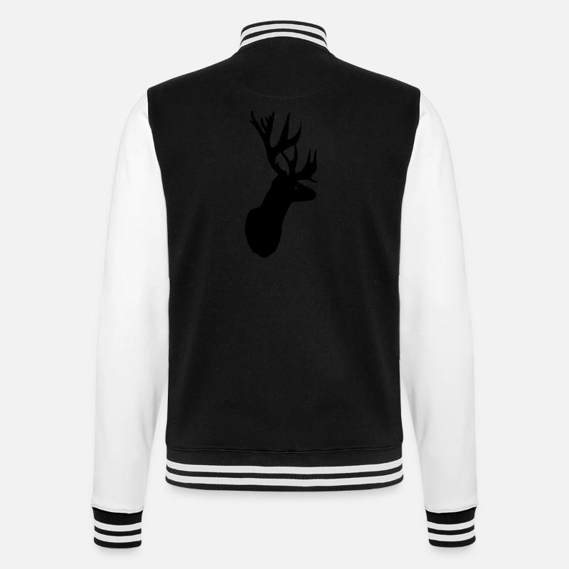 Hirsch - Geweih - College-Sweatjacke - Schwarz/Weiß