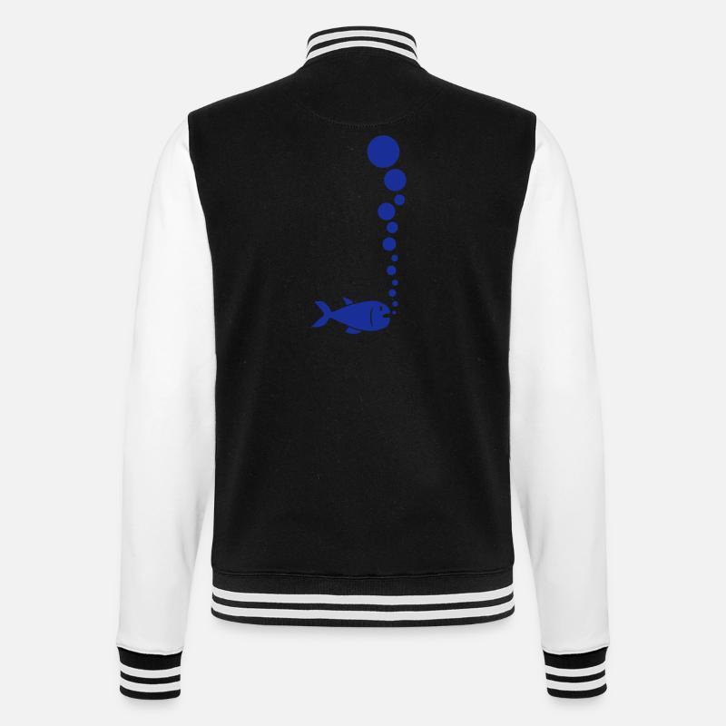 Fish And Bubbles - College-Sweatjacke - Schwarz/Weiß