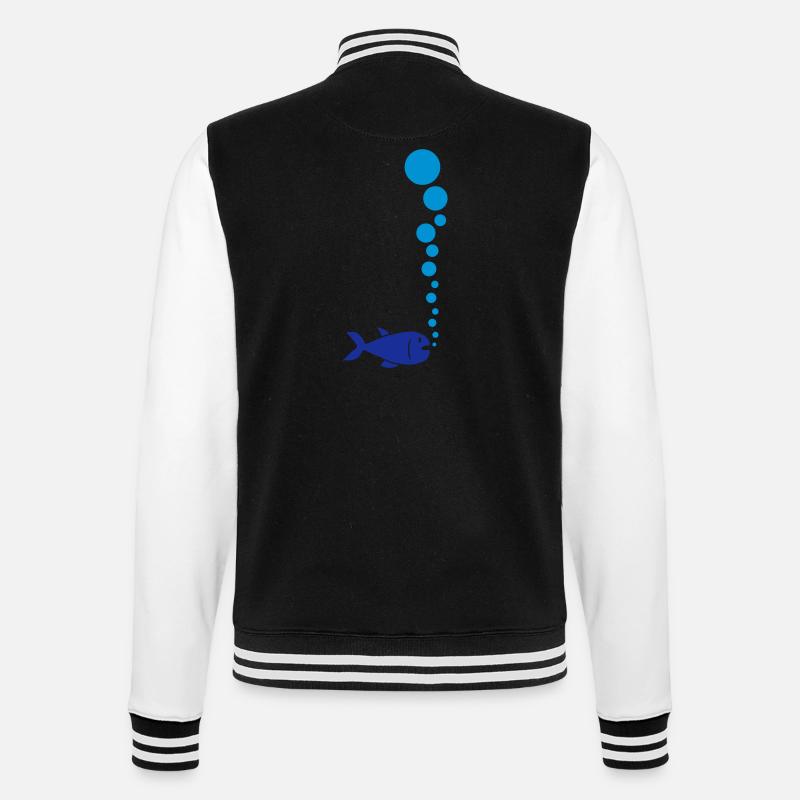 Fish And Bubbles - College-Sweatjacke - Schwarz/Weiß
