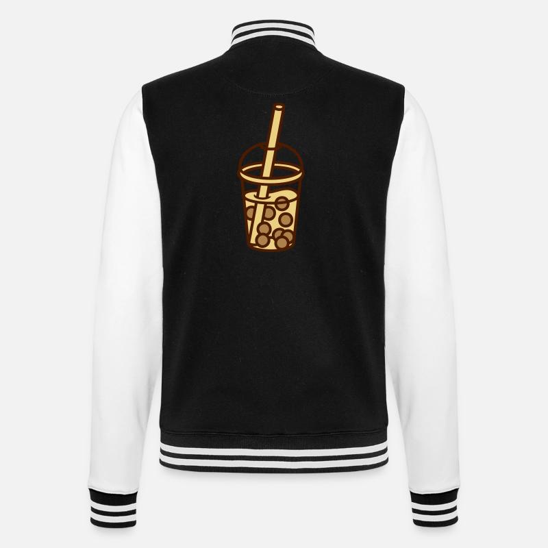 Bubble Tea Comic Design - College Sweat Jacket - black/white