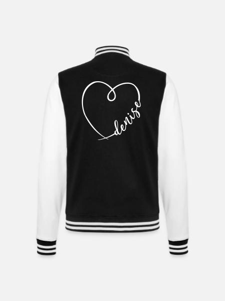 Denise Name Calligraphy Heart - College Sweat Jacket - black/white