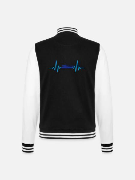 Herzschlag Boot Schiff | Farben änderbar - College-Sweatjacke - Schwarz/Weiß