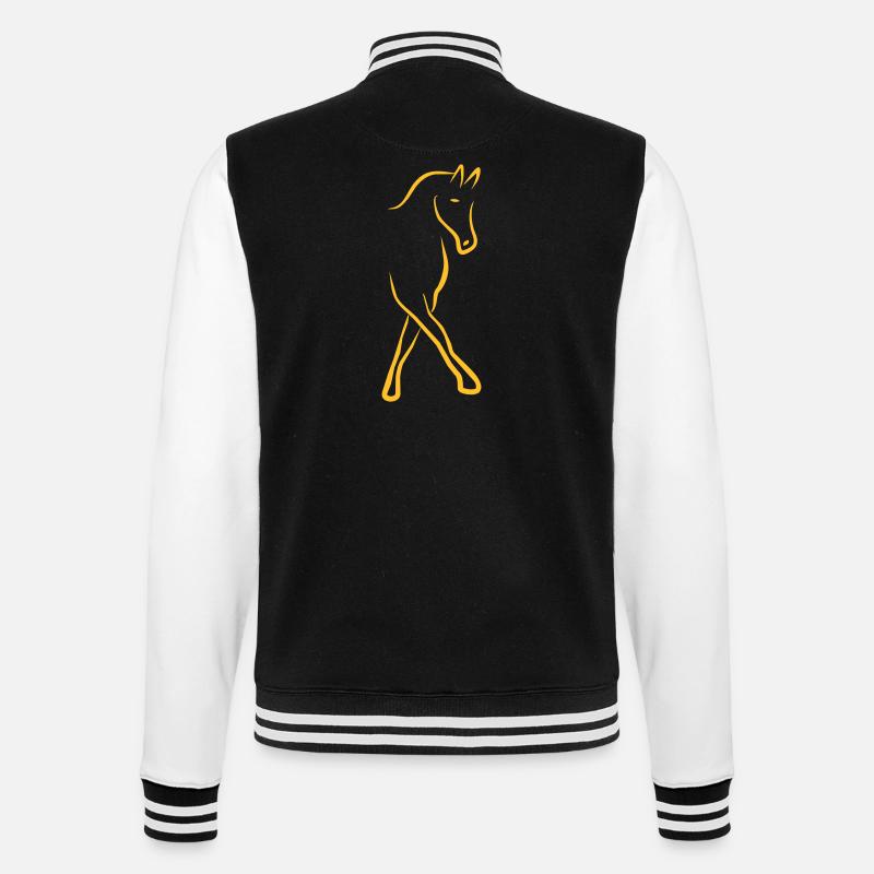 Pferd - College-Sweatjacke - Schwarz/Weiß