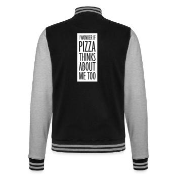 pizza thinks about me - College-Sweatjacke - Schwarz/Grau meliert - Hinten - Marisol (170cm)