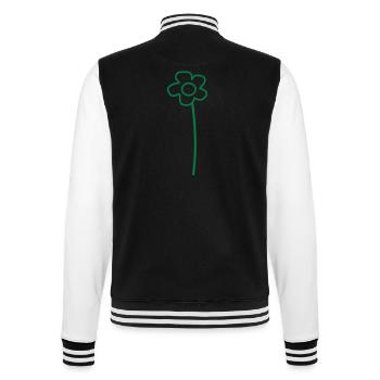 Green Daisies Flower Spring Summer Flowers - College Sweat Jacket - black/white - Back - Marisol (170cm)