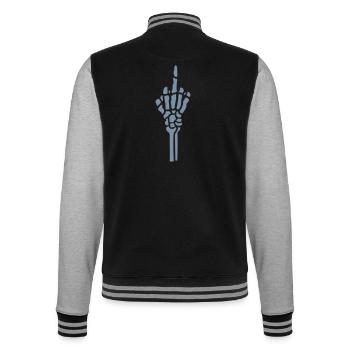 Wichser Knochen fuck you - College-Sweatjacke - Schwarz/Grau meliert - Hinten - Marisol (170cm)