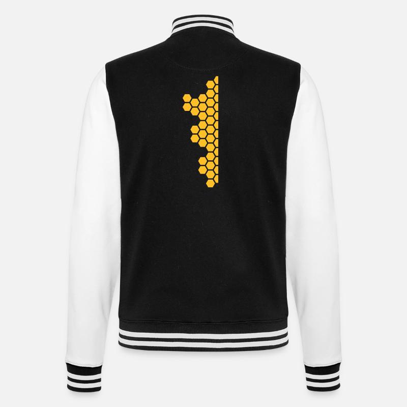 Honeycombs Pattern - College Sweat Jacket - black/white