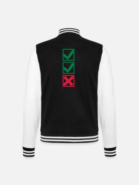 2 Haken und 1 X Kreuzchen - College-Sweatjacke - Schwarz/Weiß