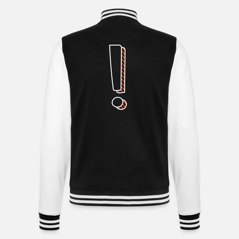 Exclamation mark two-tone with shadow - College Sweat Jacket - black/white