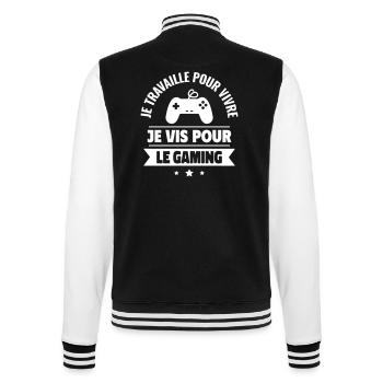 Je travaille pour vivre, je vis pour jouer - Veste Teddy - noir/blanc - Dos - Marisol (170cm)
