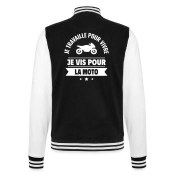 je vis pour la moto - Veste Teddy - noir/blanc - Dos - Marisol (170cm)