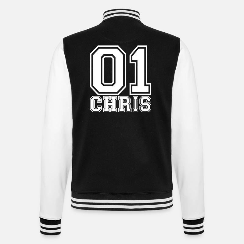 Chris - Name - College-Sweatjacke - Schwarz/Weiß