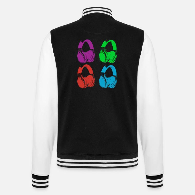Kopfhörer - College-Sweatjacke - Schwarz/Weiß