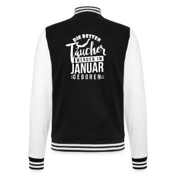 Tauchen - Taucher - Geburtstagsshirt Januar - College-Sweatjacke - Schwarz/Weiß - Hinten - Marisol (170cm)