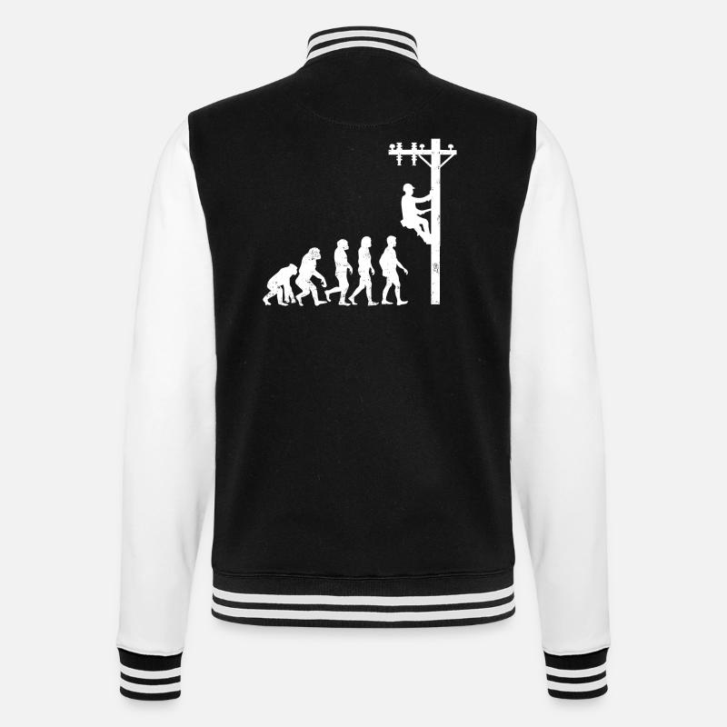 Elektriker evolution streckenarbeiter hochspannung - College-Sweatjacke - Schwarz/Weiß