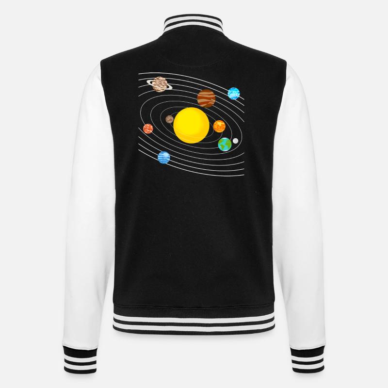 Sonnensystem - College-Sweatjacke - Schwarz/Weiß