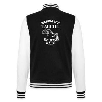 Tauchen - Warum ich tauche, weil ich es kann - College-Sweatjacke - Schwarz/Weiß - Hinten - Marisol (170cm)