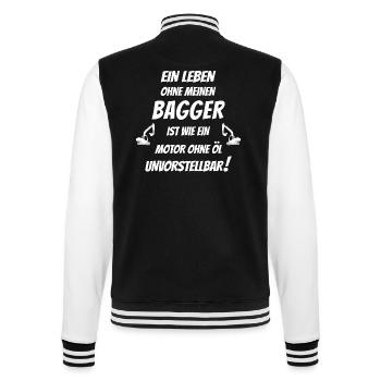 Leben ohne Bagger - College-Sweatjacke - Schwarz/Weiß - Hinten - Marisol (170cm)
