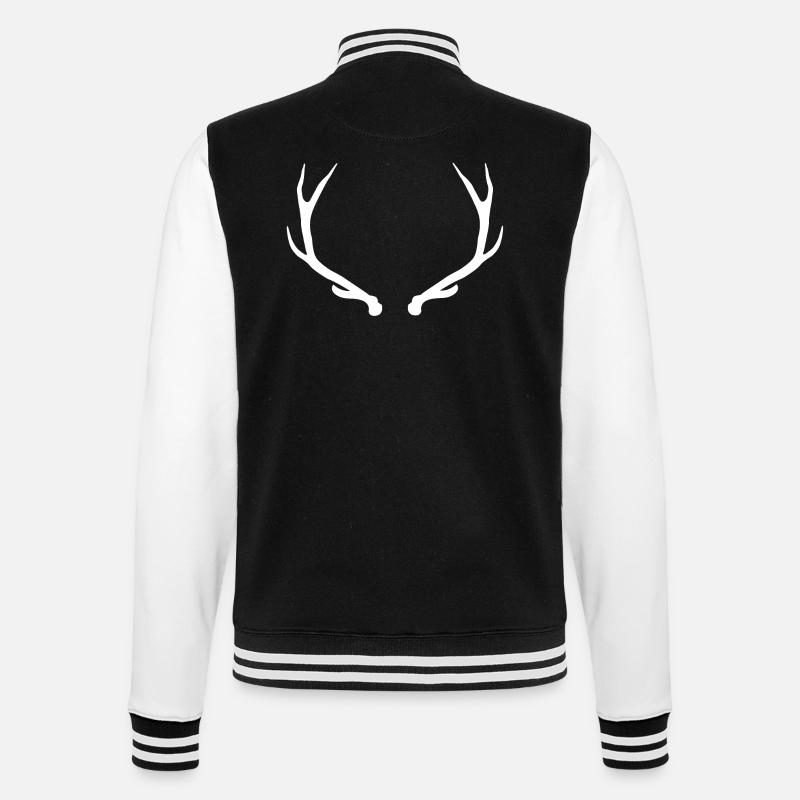 Hirsch - Hirschgeweih - College-Sweatjacke - Schwarz/Weiß