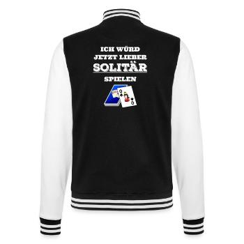 Solitär - Solitär spielen - Geschenk - College-Sweatjacke - Schwarz/Weiß - Hinten - Marisol (170cm)