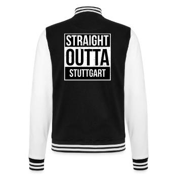 Straight Outta Stuttgart! | Beste Stadt - College-Sweatjacke - Schwarz/Weiß - Hinten - Marisol (170cm)