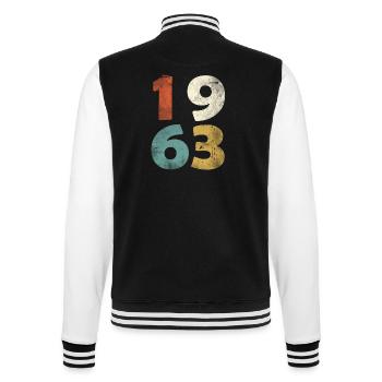 55e anniversaire look rétro - cadeau né en 1963 - Veste Teddy - noir/blanc - Dos - Marisol (170cm)