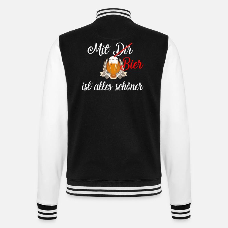 Mit Bier / Bier / Trinken / Party - College-Sweatjacke - Schwarz/Weiß