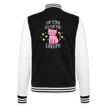 Mir egal ich bin ein Einhorn. Süße Geschenkidee - College-Sweatjacke - Schwarz/Weiß - Hinten - Marisol (170cm)