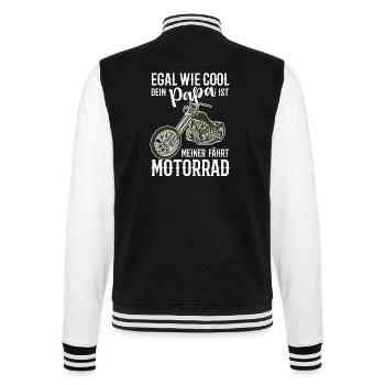 Motorrad Chopper cooler Papa Geschenkidee - College-Sweatjacke - Schwarz/Weiß - Hinten - Marisol (170cm)