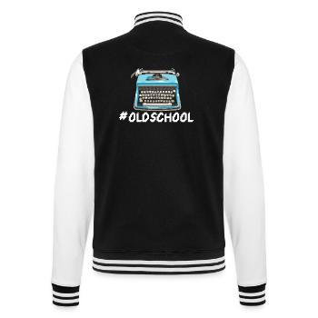 Oldschool Schreibmaschine - College-Sweatjacke - Schwarz/Weiß - Hinten - Marisol (170cm)