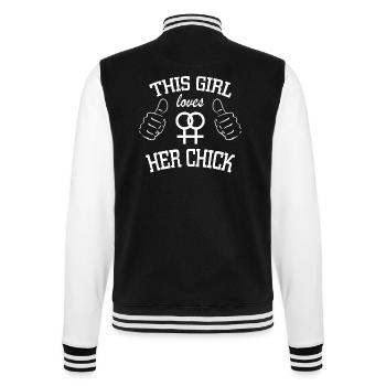 This Girl Loves Her Chick - College Sweat Jacket - black/white - Back - Marisol (170cm)